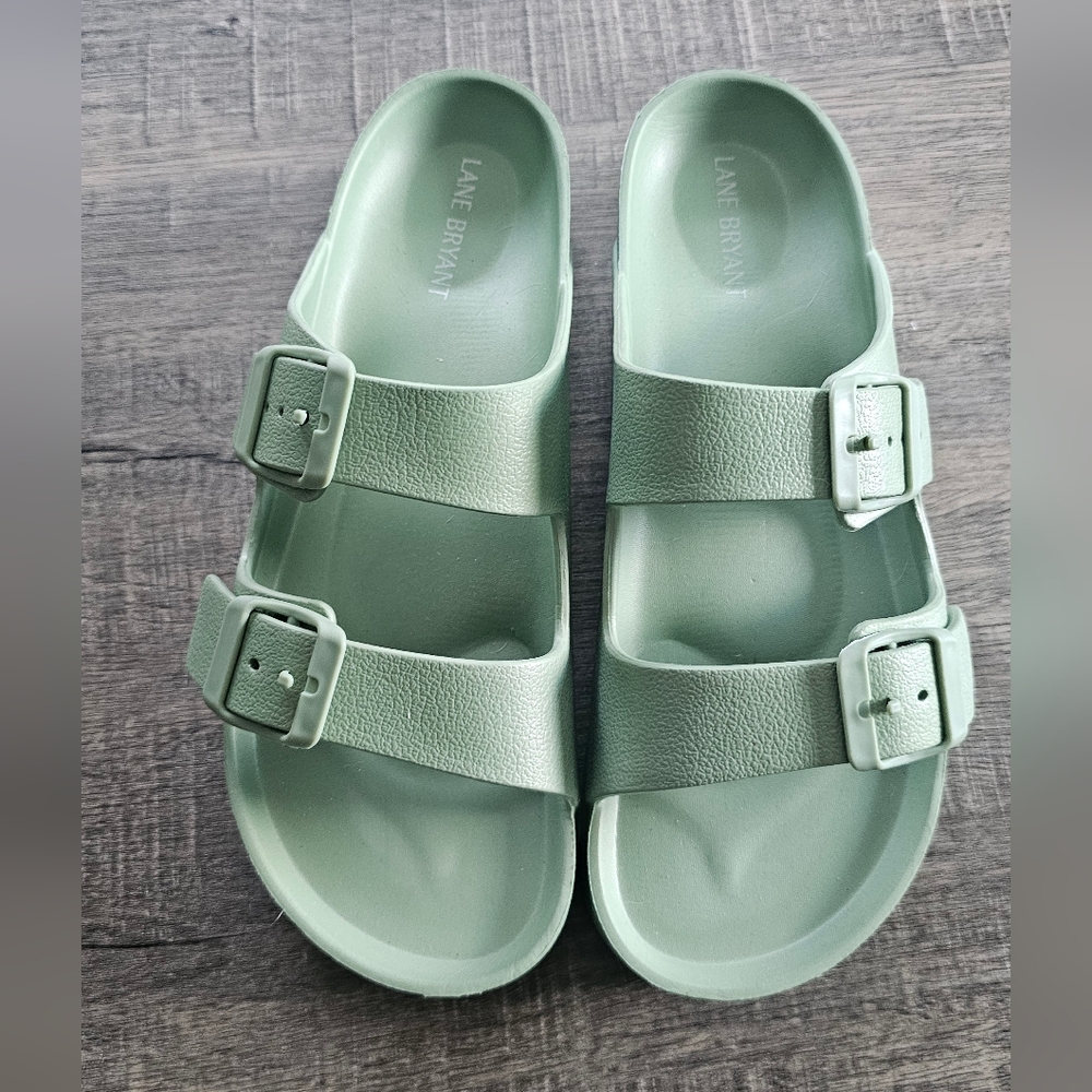 Lane Bryant Mint Green Buckle Slides